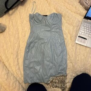 Fashion Nova Light Blue Strapless Mini Dress